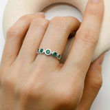 Stylish 925 Sterling Silver ring with a Round Created Green Emerald, ideal for daily wear and special May birthday gifts.