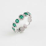 Chic 925 Sterling Silver ring featuring a Round Created Green Emerald, a unique gift choice for May celebrations and everyday elegance.