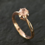 Gold Morganite Ring - Pink Promise Ring - Dainty Solitaire Ring