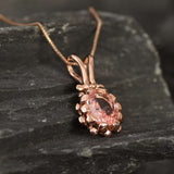 Morganite Necklace - Pink Vintage Necklace - Rose Gold Morganite Necklace