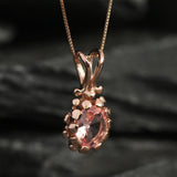 Morganite Necklace - Pink Vintage Necklace - Rose Gold Morganite Necklace