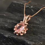 Morganite Necklace - Pink Vintage Necklace - Rose Gold Morganite Necklace