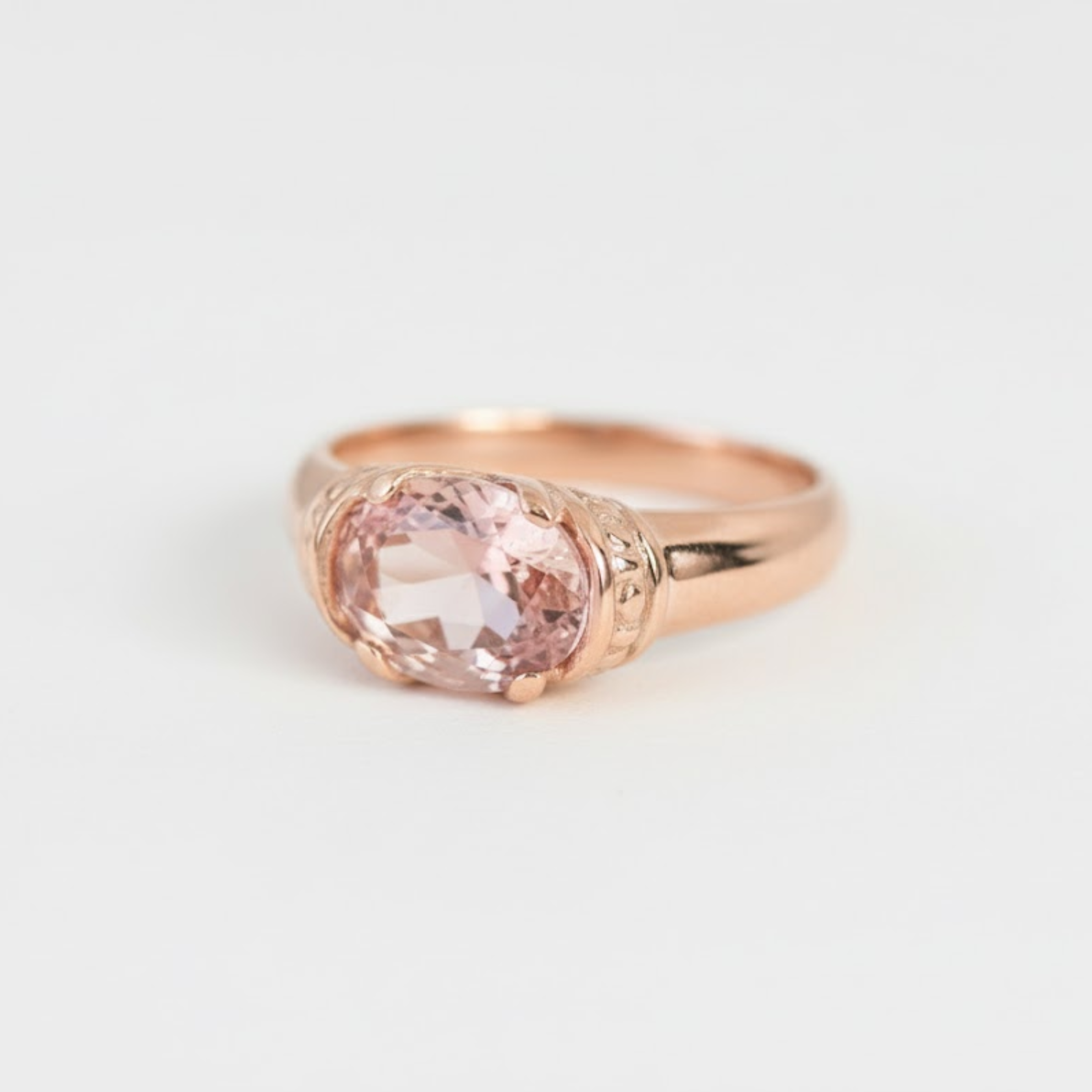 Unique Morganite Gold Ring - Boho Chic Rose Gold Vermeil, Perfect for Casual Looks and Meaningful Birthday Gifts.