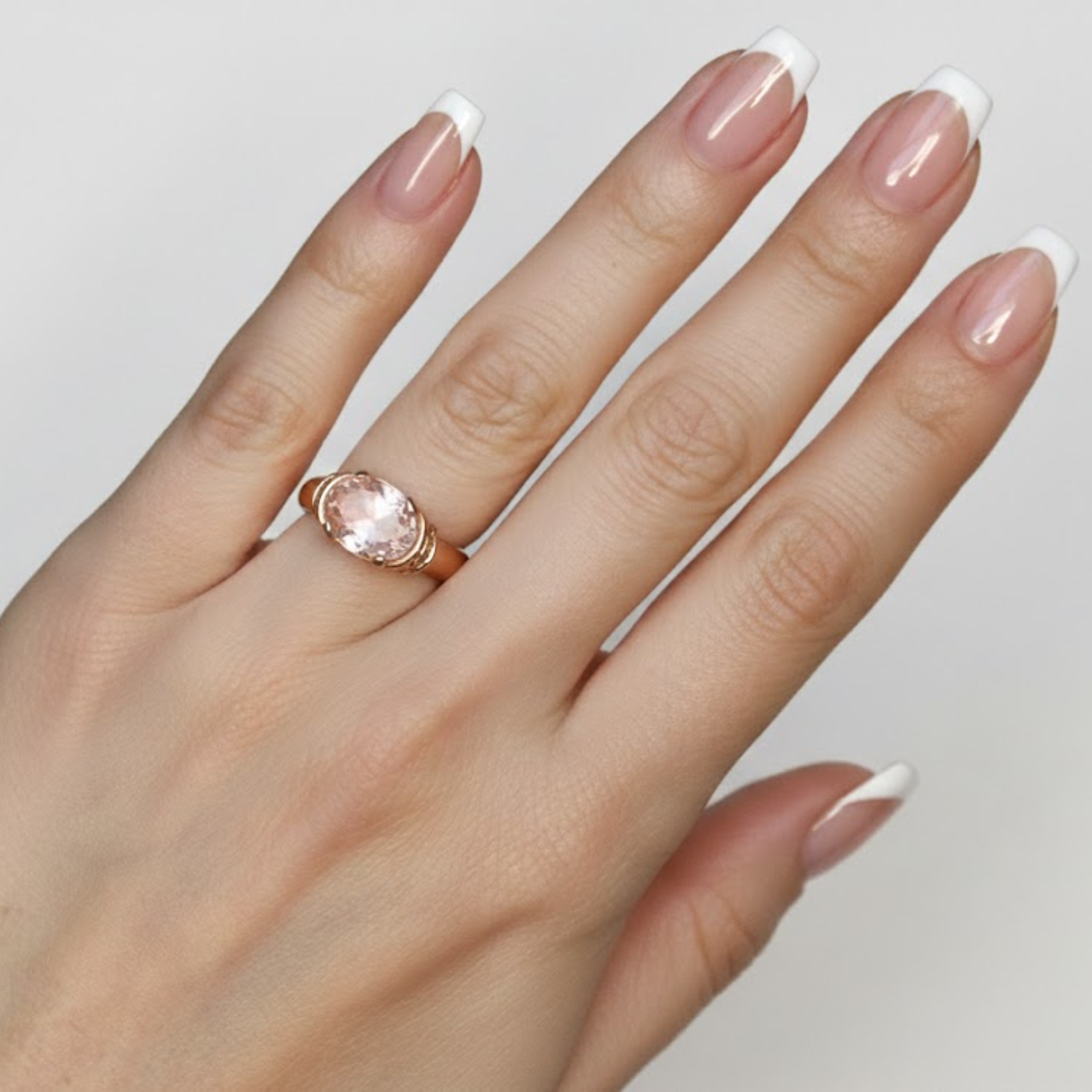 Trendy Morganite Gold Ring - Beautiful Rose Gold Vermeil, Perfect for Everyday Wear and Thoughtful Gifts for Loved Ones.