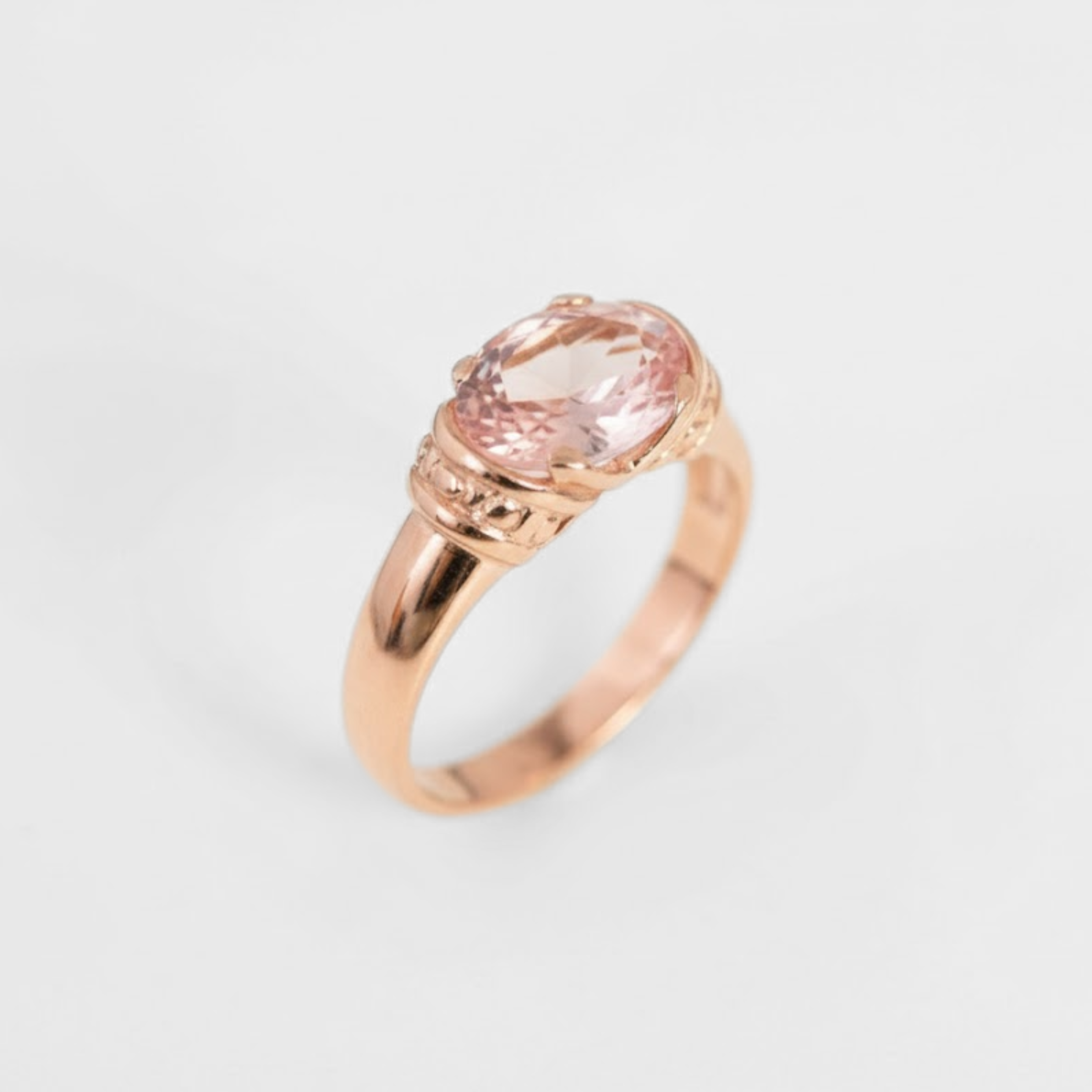 Morganite Gold Ring - Pink Boho Ring - Rose Gold Ring made in Rose Gold Vermeil. Ideal for everyday wear and perfect for birthday gifting and special occasions.