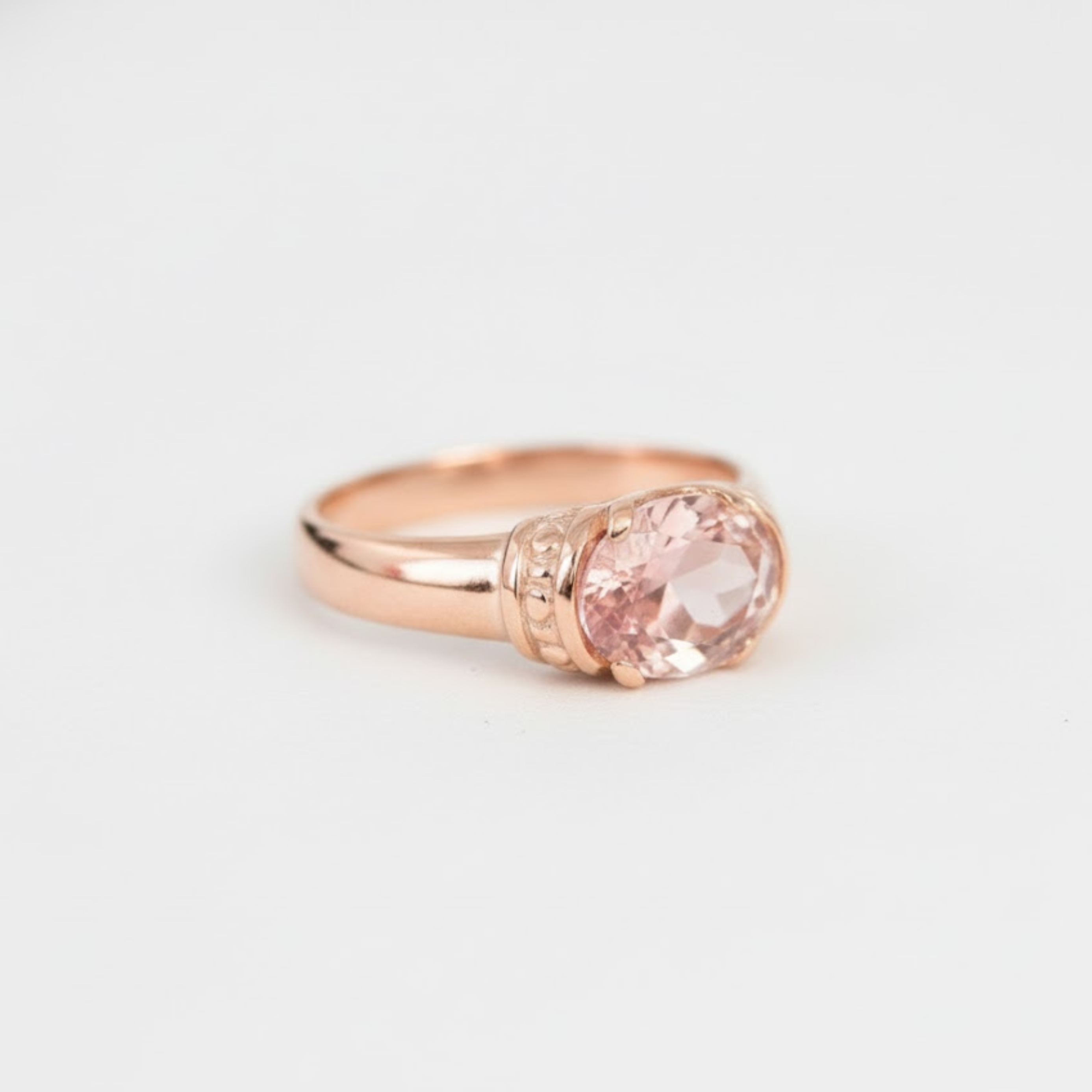 Bohemian Morganite Ring in Rose Gold - Stylish Vermeil Jewelry for Daily Wear and Unique Gifting on Special Days.