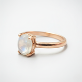 Charming Rose Gold Moonstone Ring with a delicate pink oval design, ideal for everyday elegance and thoughtful gifting.
