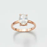 Stunning Rose Gold Moonstone Ring featuring a beautiful pink oval, a perfect accessory for daily wear and special celebrations.