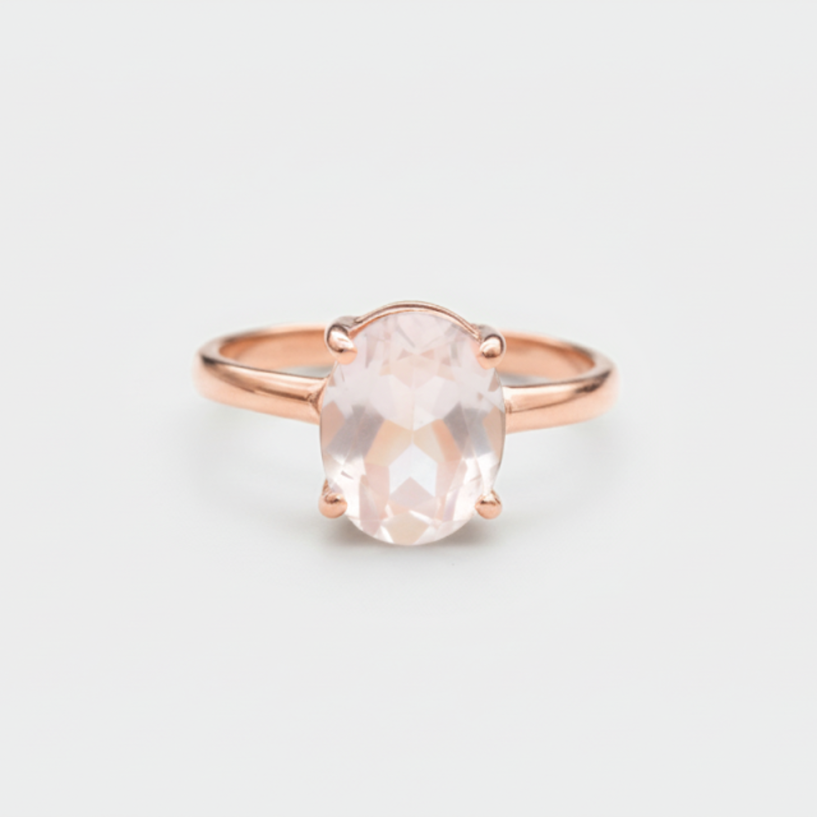 Rose Quartz Ring - Pink Solitaire Ring - Rose Gold Ring made in Rose Gold Vermeil. Ideal for everyday wear and perfect for birthday gifting and special occasions.