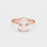 Rose Quartz Ring - Pink Solitaire Ring - Rose Gold Ring made in Rose Gold Vermeil. Ideal for everyday wear and perfect for birthday gifting and special occasions.