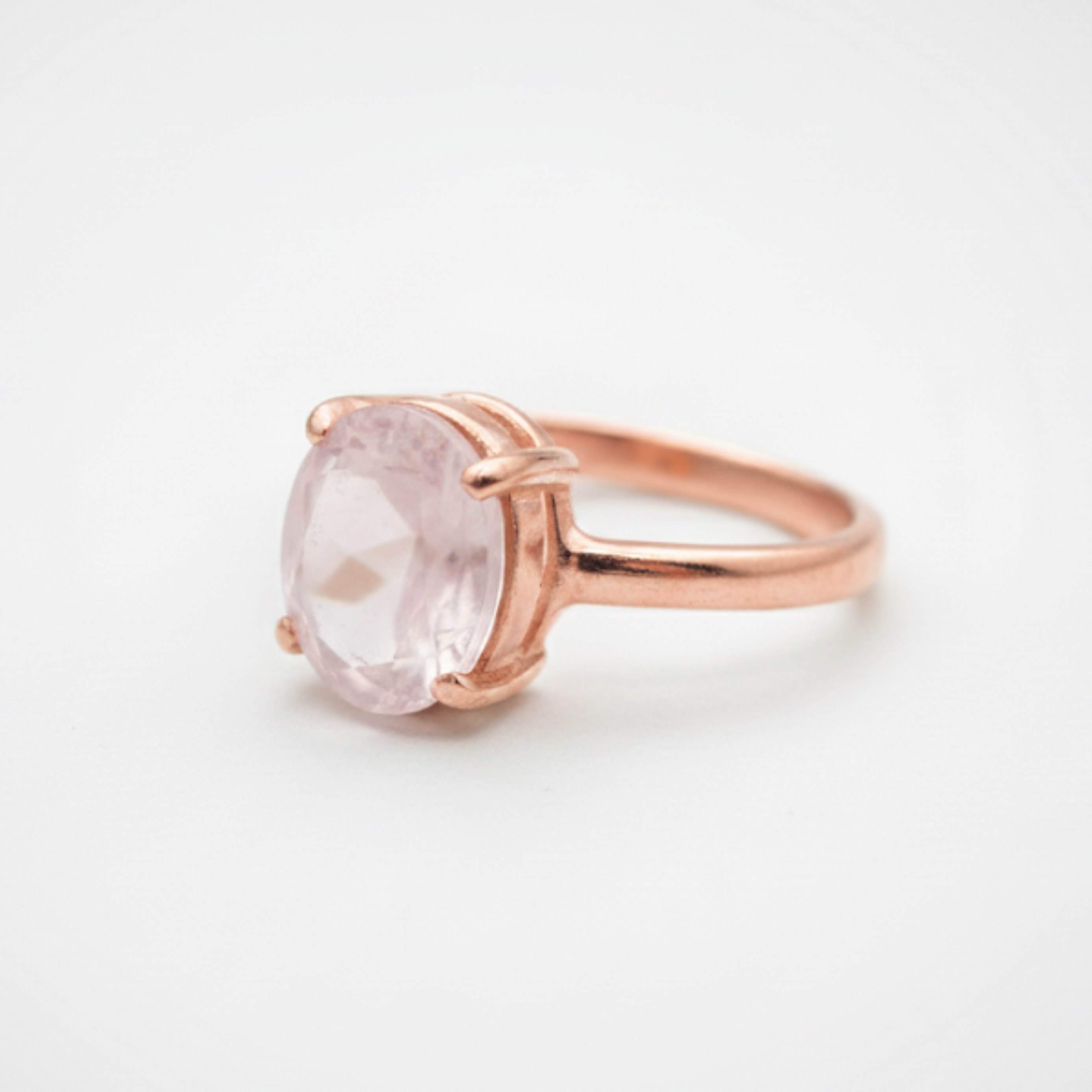 Charming Rose Gold Vermeil Rose Quartz Ring, a stunning choice for daily wear and unforgettable gift moments.