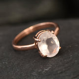 Rose Quartz Ring, Rose Gold Ring, Natural Rose Quartz, 3 Carat Ring, Pink Promise Ring, January Birthstone, Gold Plated Ring, Vermeil Ring