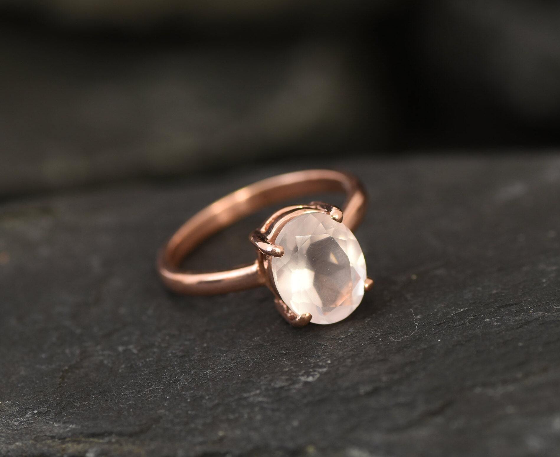 Rose Quartz Ring, Pink Solitaire Ring, Natural Rose Quartz Ring, Pink Oval Ring, Minimalist Pink Ring, Sterling Silver Ring, Adina Stone