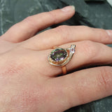 Rose Gold Ring, Mystic Topaz Ring, Natural Mystic Topaz, Asymmetric Ring, Gold Plated Ring, Teardrop Ring, Purple Boho Ring, Vermeil Ring