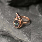 Rose Gold Ring, Mystic Topaz Ring, Natural Mystic Topaz, Asymmetric Ring, Gold Plated Ring, Teardrop Ring, Purple Boho Ring, Vermeil Ring