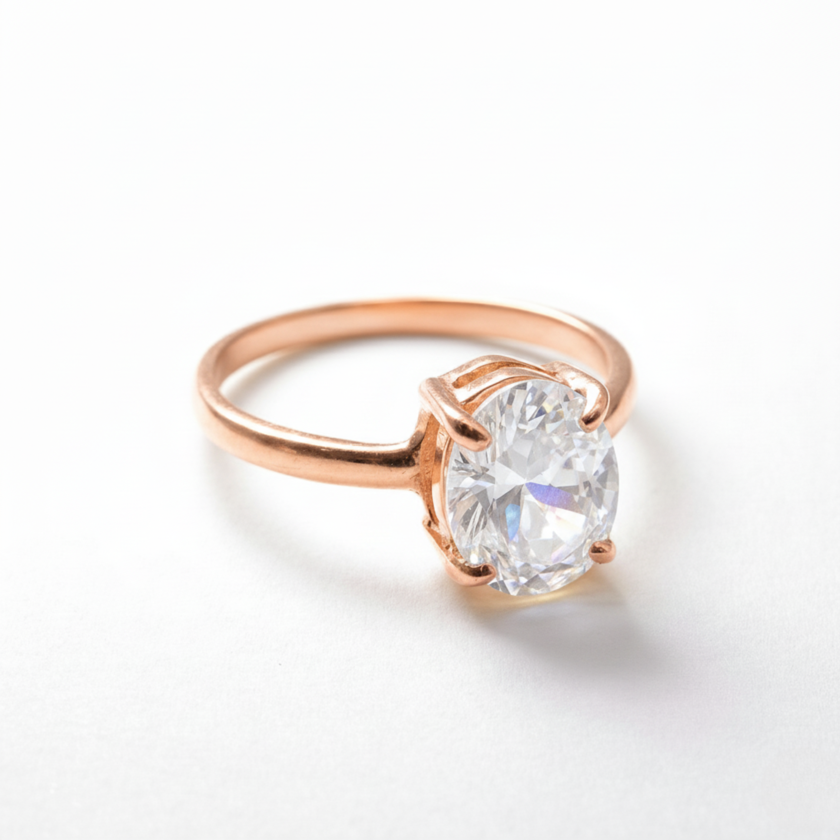 Rose Gold Diamond Ring - Dazzling Pink Solitaire, perfect for gifts and everyday elegance. A timeless promise ring choice.