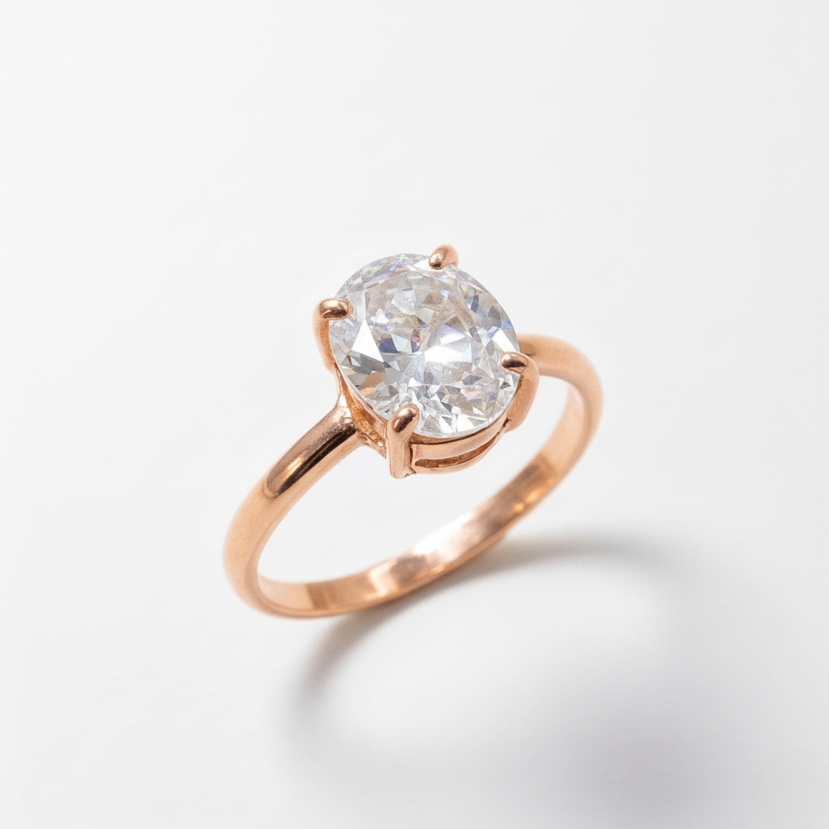 Rose Gold Diamond Ring - Diamond Promise Ring - Pink Solitaire Ring made in Rose Gold Vermeil. Ideal for everyday wear and perfect for birthday gifting and special occasions.