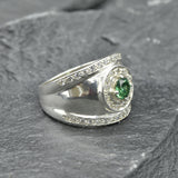 Stunning 925 Sterling Silver ring with a Round Created Green Emerald, perfect for daily wear and May birthstone celebrations.