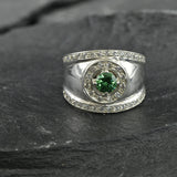 Beautifully crafted 925 Sterling Silver ring showcasing a Round Created Green Emerald, ideal for special occasions and May birthdays.