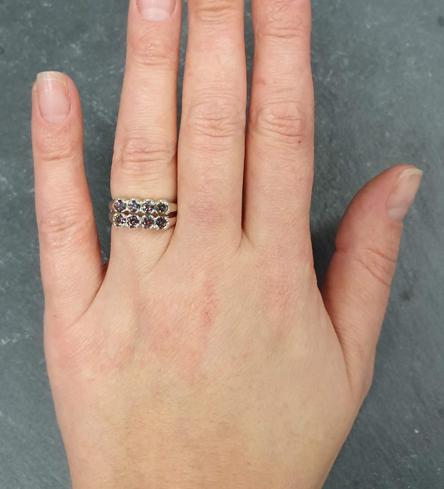 Mystic Topaz Band, Mystic Topaz Ring, Natural Mystic Topaz, Silver Double Ring, December Ring, Unique Ring, Solid Silver Ring, Mystic Topaz