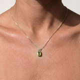 Peridot Necklace - Minimalist Oval Necklace - Dainty Green Pendant