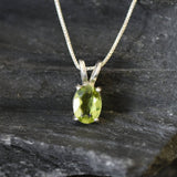 Gold Peridot Pendant - Green Dainty Necklace - Minimalist Peridot Necklace