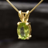 Gold Peridot Pendant - Green Dainty Necklace - Minimalist Peridot Necklace made in 18k Gold Vermeil. Ideal for everyday wear and perfect for birthday gifting and special occasions.