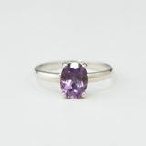 Dazzling Amethyst Ring - Timeless Oval Design in 925 Sterling Silver, perfect for birthdays and memorable occasions.