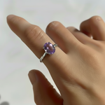 Stunning Amethyst Ring - Stylish Purple Oval in 925 Sterling Silver, a delightful gift for birthdays and special moments.