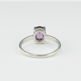Amethyst Oval Ring - Classic 925 Sterling Silver Solitaire, ideal for daily wear and as a thoughtful gift for loved ones.