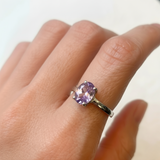 Amethyst Solitaire Ring - Elegant Purple Oval in 925 Sterling Silver, perfect for daily wear and special celebrations.