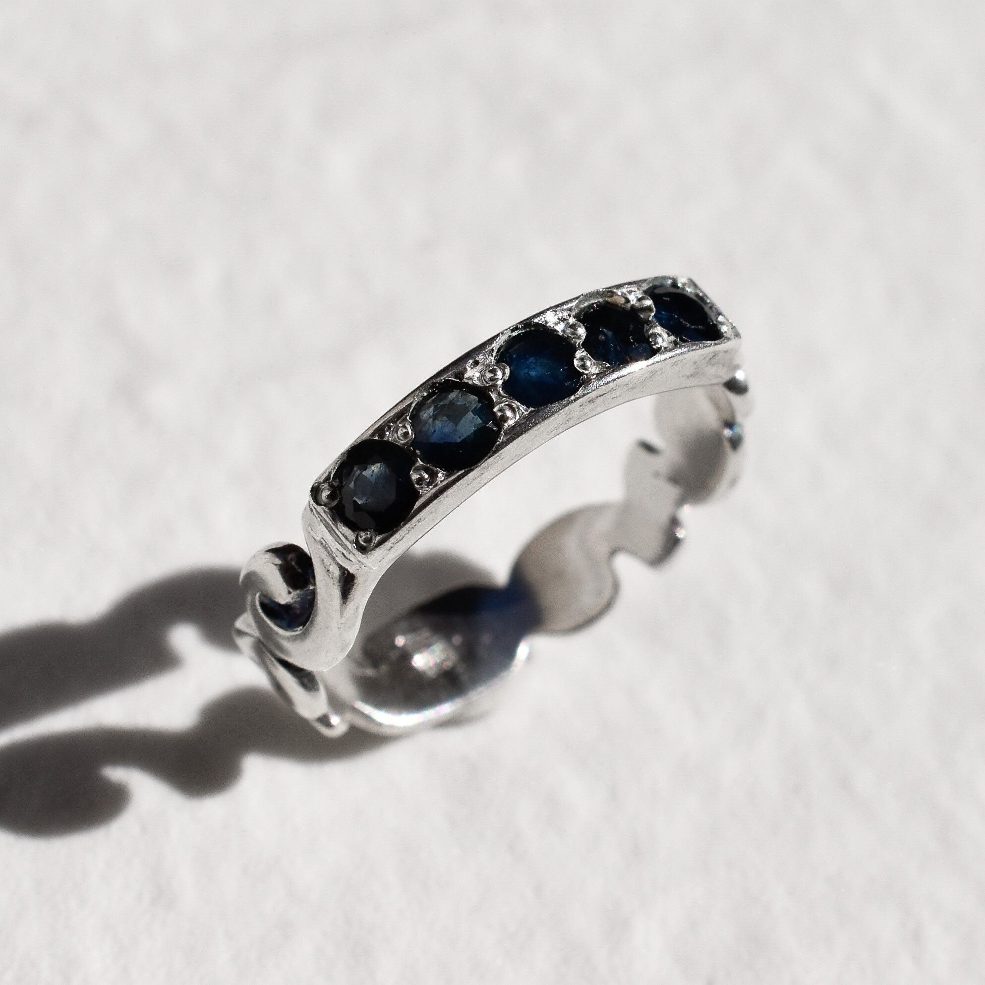Natural Sapphire Ring made in 925 Sterling Silver with Round Natural Blue Sapphire in Channel-Set setting, September Birthstone gift idea, symbolizes sincerity, truth, and faithfulness, ideal for everyday wear and perfect for birthday gifting and special occasions.
