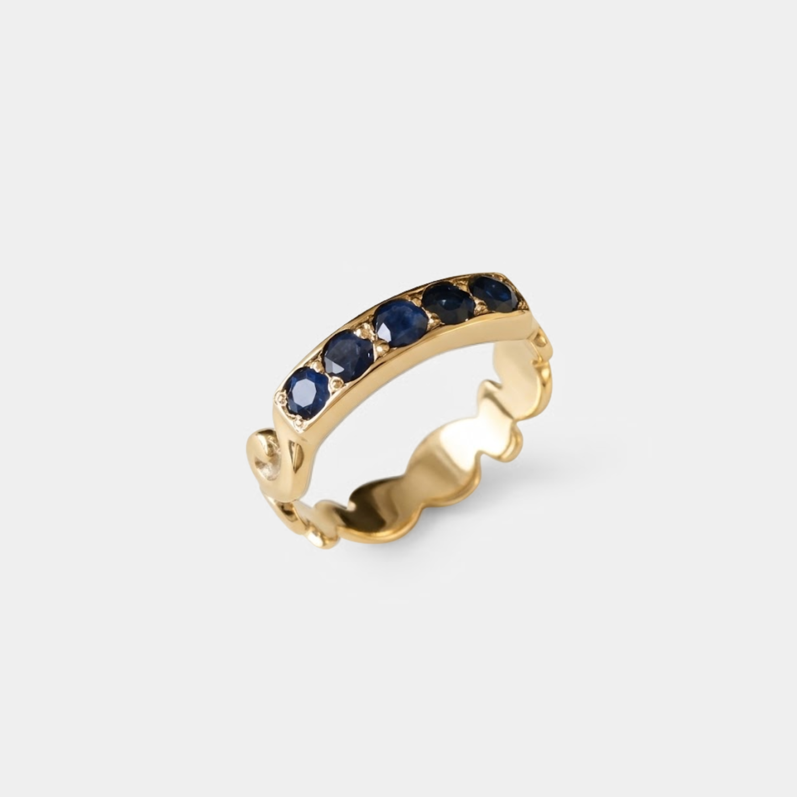 Natural Sapphire Ring made in 18k Gold Vermeil with Round Natural Blue Sapphire in Channel-Set setting, September Birthstone gift idea, symbolizes sincerity, truth, and faithfulness, ideal for everyday wear and perfect for birthday gifting and special occasions.