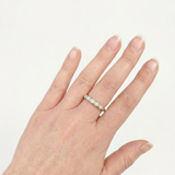 Moonstone Band Ring - Half Eternity Silver Ring - Moonstone Stackable Ring