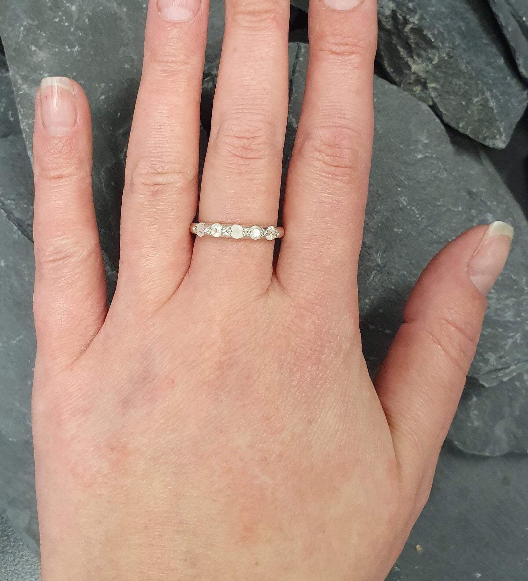 Moonstone Band, Natural Moonstone, June Birthstone, Half Eternity Band, White Band, Silver Band, Stackable Ring, Moonstone Ring, Silver Ring
