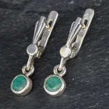 Emerald Earrings, Dangling Earrings, Natural Emerald, May Birthstone, Emerald Drop, Delicate Earrings, Minimalist Earrings, Vintage Earrings