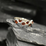 Red Garnet Band - Natural Garnet Ring, January Birthstone Ring