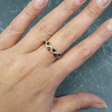 Red Garnet Band - Natural Garnet Ring, January Birthstone Ring