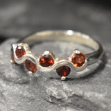 Red Garnet Band - Natural Garnet Ring, January Birthstone Ring