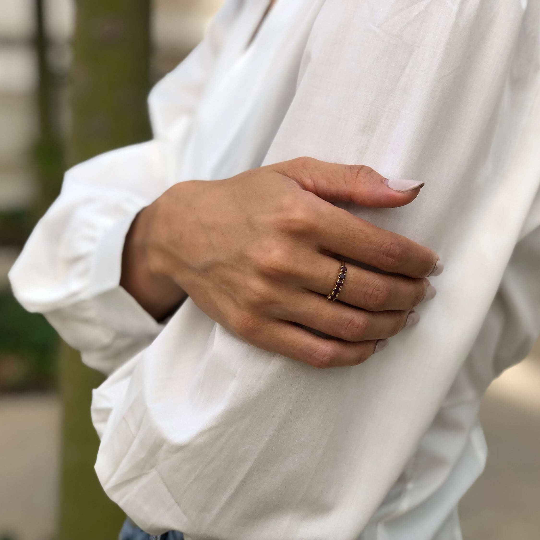Stunning 18k Gold Vermeil Ring featuring a Round Natural Ruby, an exquisite choice for everyday elegance and meaningful gifts.