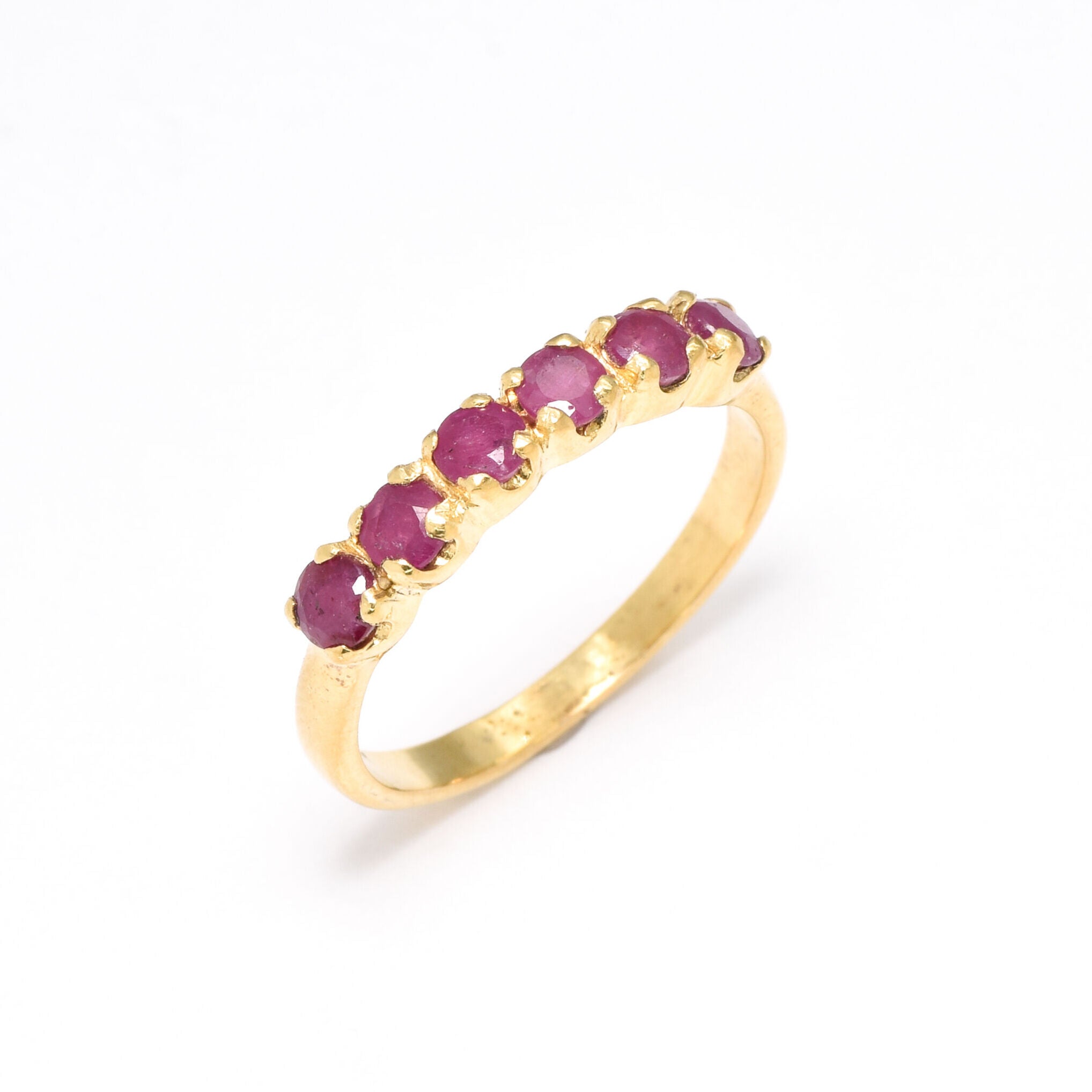 Natural Ruby Ring made in 18k Gold Vermeil with Round Natural Red Ruby in Channel-Set setting, July Birthstone gift idea, symbolizes nobility, purity, and passion, ideal for everyday wear and perfect for birthday gifting and special occasions.