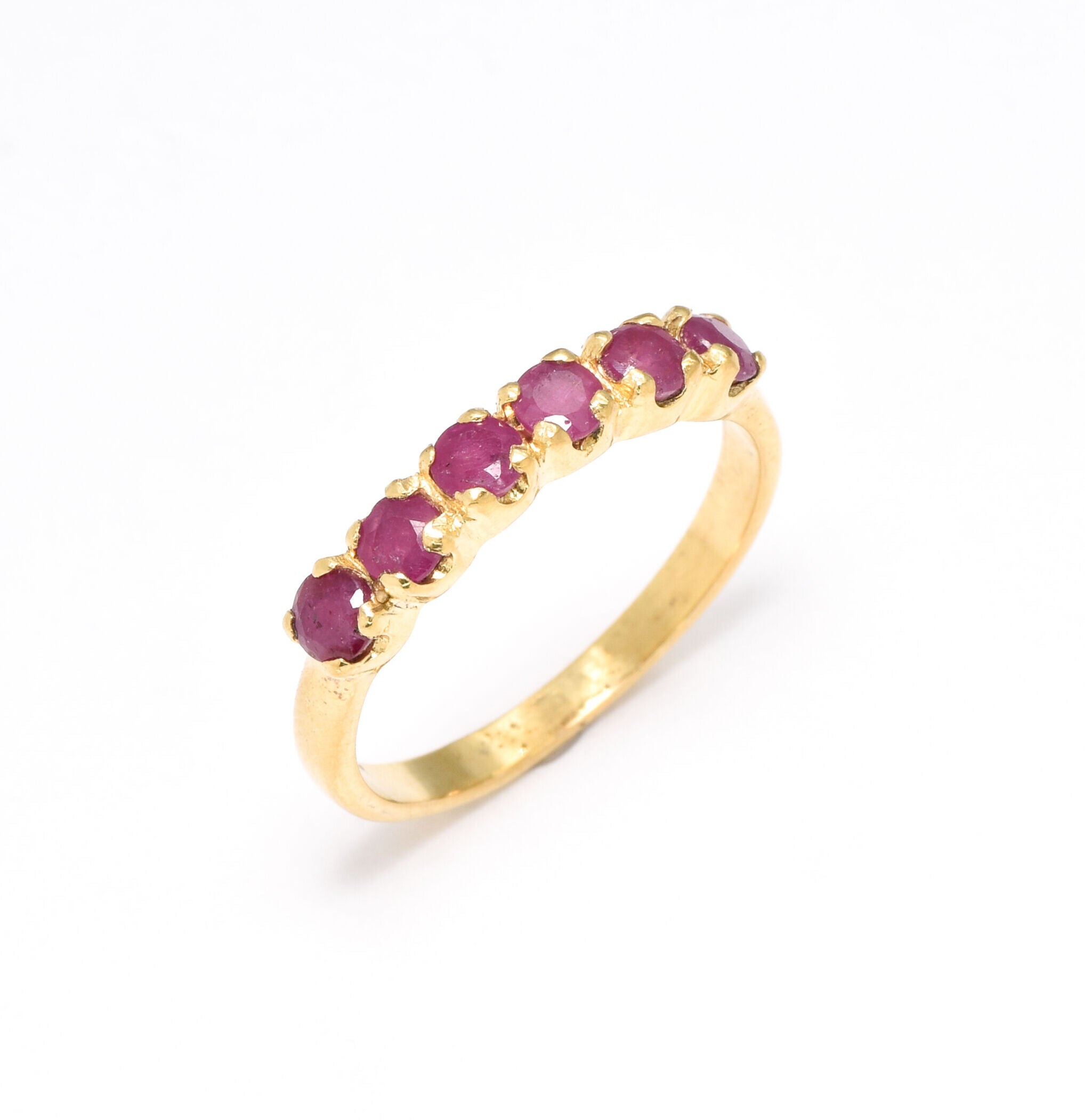 Natural Ruby Ring made in 18k Gold Vermeil with Round Natural Red Ruby in Channel-Set setting, July Birthstone gift idea, symbolizes nobility, purity, and passion, ideal for everyday wear and perfect for birthday gifting and special occasions.