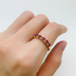 Elegant 18k Gold Vermeil Ring featuring a Round Natural Ruby in a stylish Channel-Set, great for everyday wear and gifting.