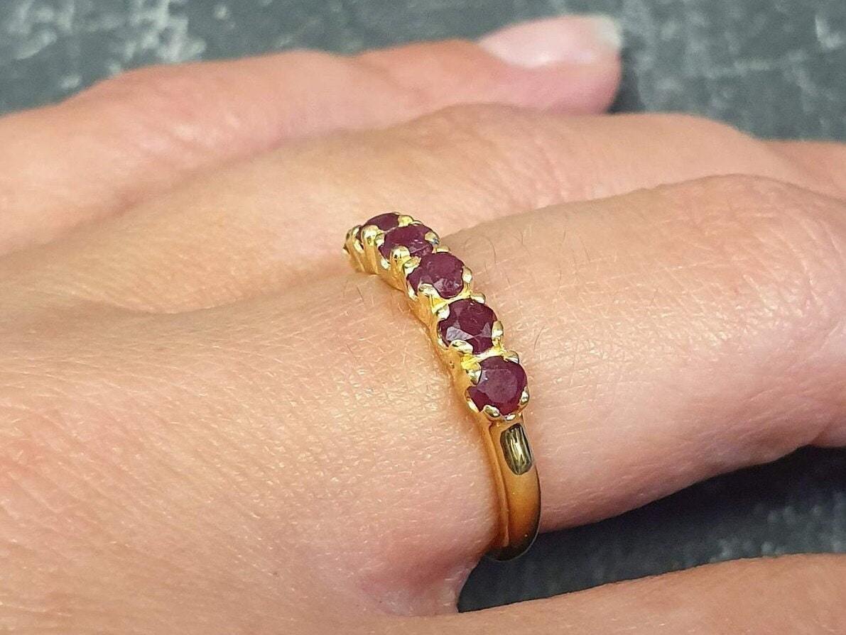 Gold Ruby Ring, Natural Ruby Ring, July Birthstone, Stackable Ring, Ruby Vintage Ring, Gold Eternity Ring, Ruby Eternity Band, Gold Vermeil