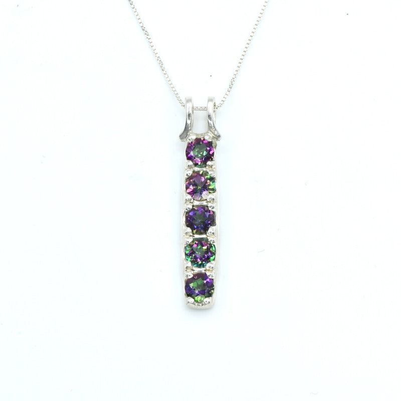 Mystic Topaz Pendant, Natural Mystic Topaz, December Birthstone, Line Pendant, Bar Pendant, Purple Pendant, Vintage Pendant, Silver Pendant