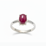 Stylish 925 Sterling Silver Ring showcasing a vibrant oval ruby, a meaningful July birthstone for everyday elegance.
