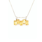 Citrine Necklace, Natural Citrine, Baguette Pendant, November Birthstone, Yellow Citrine Pendant, Horizontal Pendant, Solid Silver Pendant