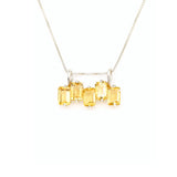 Gold Citrine Baguette Pendant - Natural Citrine Necklace - November Birthstone Necklace