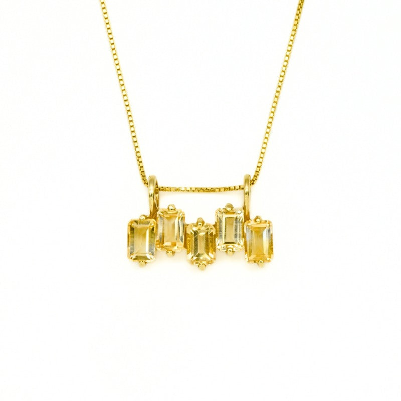 Citrine Necklace, Natural Citrine, Baguette Pendant, November Birthstone, Yellow Citrine Pendant, Horizontal Pendant, Solid Silver Pendant(1)