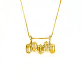 Citrine Necklace - Yellow Baguette Pendant - November Birthstone Necklace